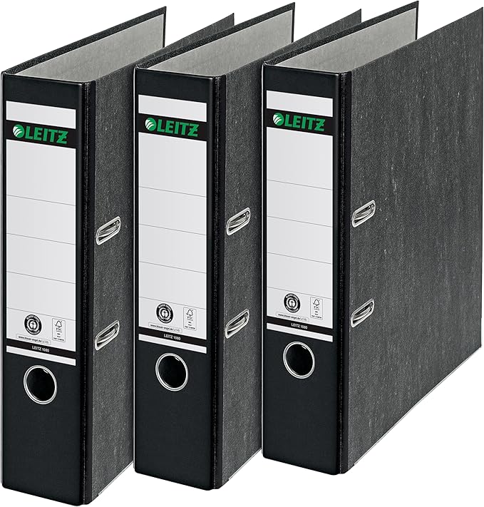 Leitz Qualitäts-Ordner, 3er-Pack, Wolkenmarmor-Papier, A4, 8 cm Rückenbreite